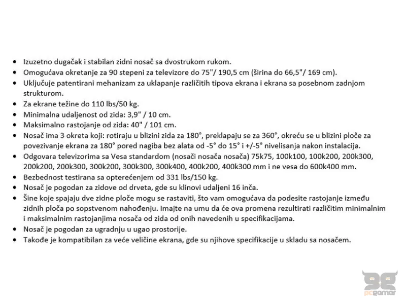 BARKAN BM464XL LCD TV zglobni zidni nosač od 13 do 86 inča 