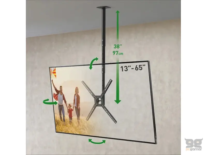 BARKAN 3500B.B LCD TV plafonski nosač do 65 inča za ravne i zakrivljene televizore crni 