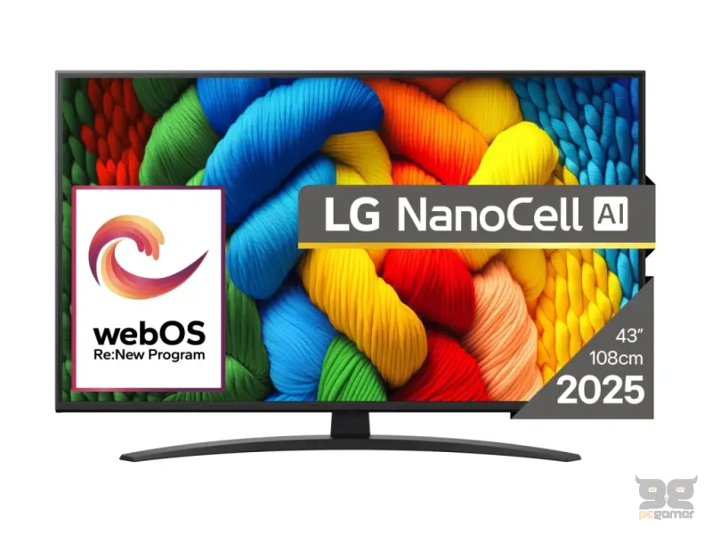 LG 43NANO81A3A LED TV 43" ultra HD, NanoCell, WebOS 25 smart, Alpha7 AI CPU 4K Gen8, magic remote