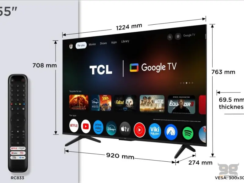 TCL 55P7K QLED TV 55" ultra HD, Google TV smart, AiPQ processor, Dolby Atmos,slim dizajn(bez okvira)