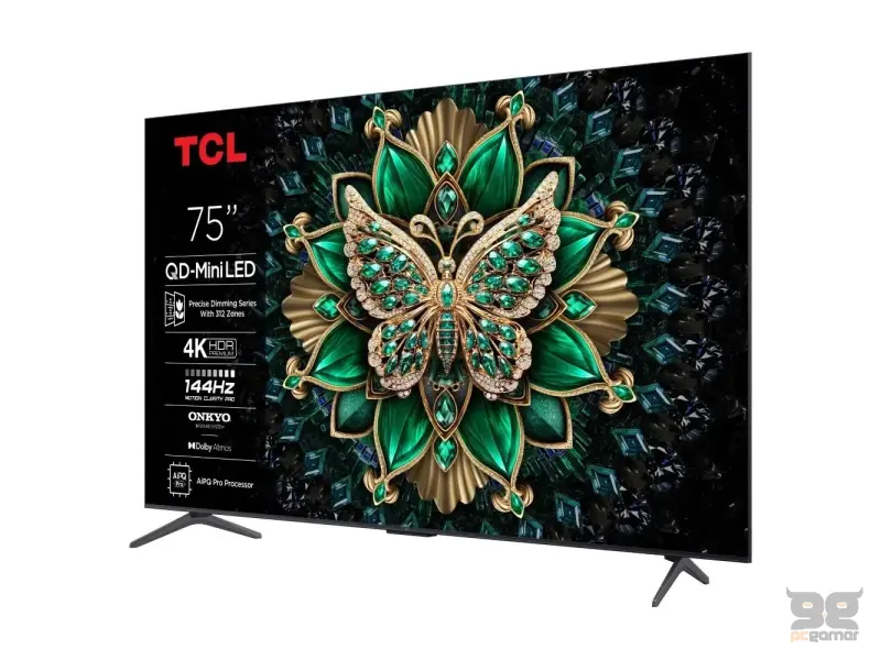 TCL 75C6K mini LED TV 75" ultra HD, Google TV smart, 512 Local Dimming Zones, 144Hz, Onkyo 2.1