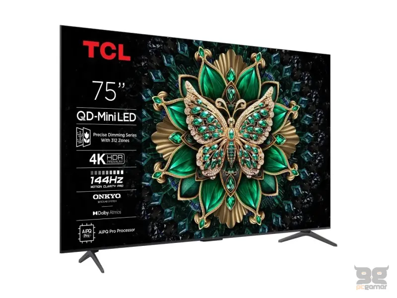 TCL 75C6K mini LED TV 75" ultra HD, Google TV smart, 512 Local Dimming Zones, 144Hz, Onkyo 2.1