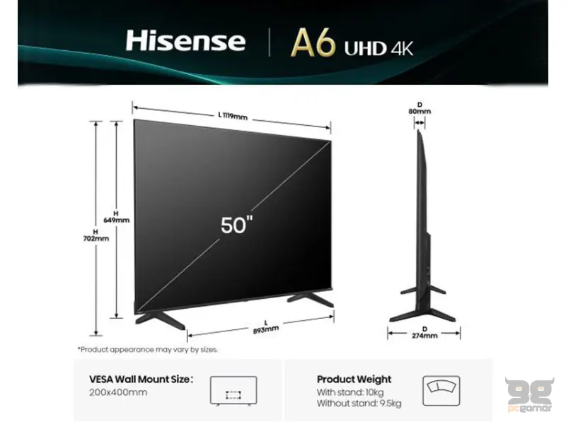 HISENSE 50 inča 50A6Q 4K UHD Smart TV 