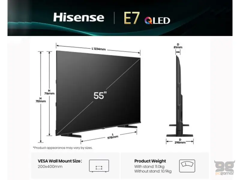 HISENSE 55 inča 55E7Q QLED 4K UHD Smart TV 