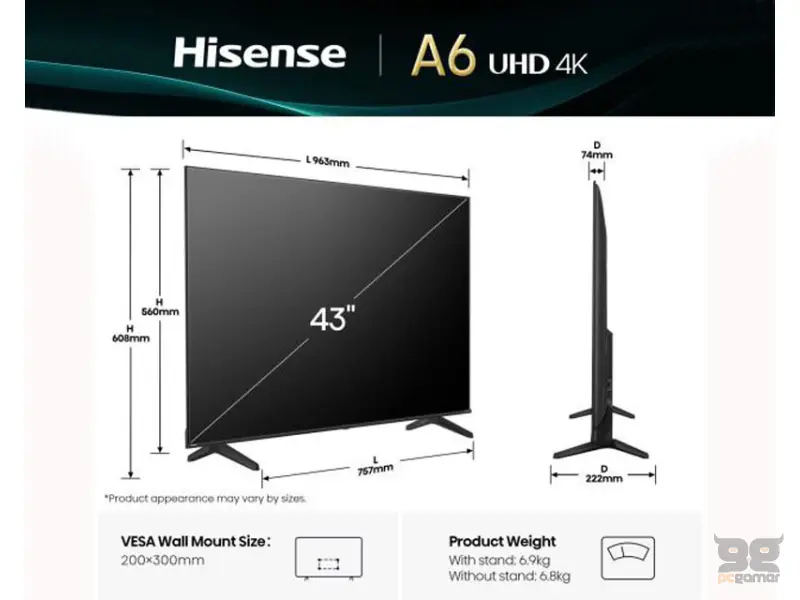 HISENSE 43 inča 43A6Q 4K UHD Smart TV 