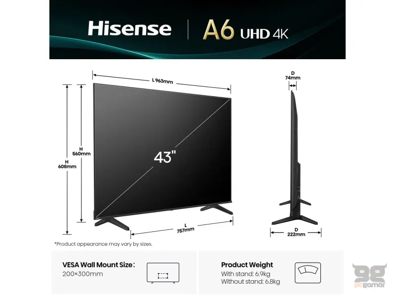 HISENSE 43 inča 43A6Q 4K UHD Smart TV