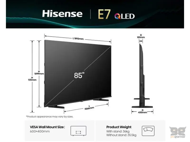 HISENSE 85 inča 85E7Q QLED 4K UHD Smart TV 