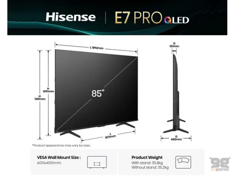 HISENSE 85 inča 85E7Q PRO QLED 4K UHD Smart TV 