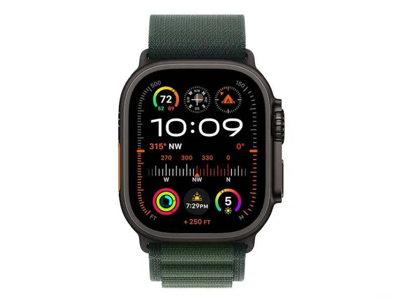 APPLE Watch Ultra2 v2 Cellular 49mm Black Titanium Case with Dark Green Alpine Loop - Medium (mx4r3se/a) 