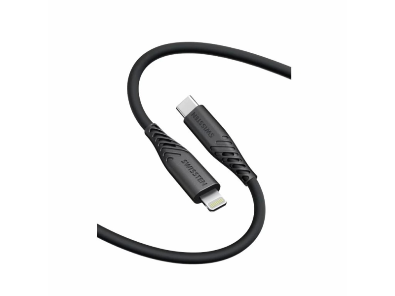 Swissten DATA CABLE SOFT SILICONE USB-C / LIGHTNING 0,4 M BLACK