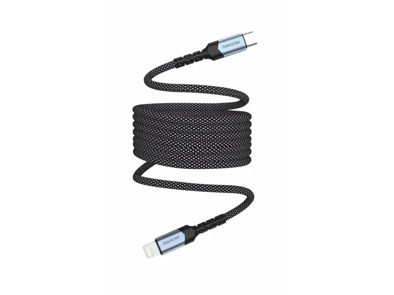 Swissten Data kabl Magnetic Self-Winding USB-C/Lightning - 1m
