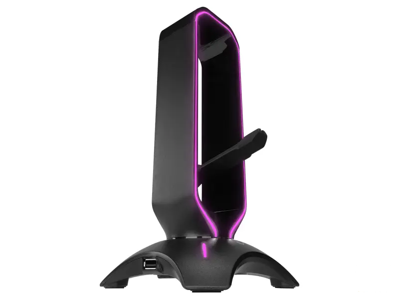 Rampage Drzac za slusalice RM-H66 GUARD Black RGB, 2x USB