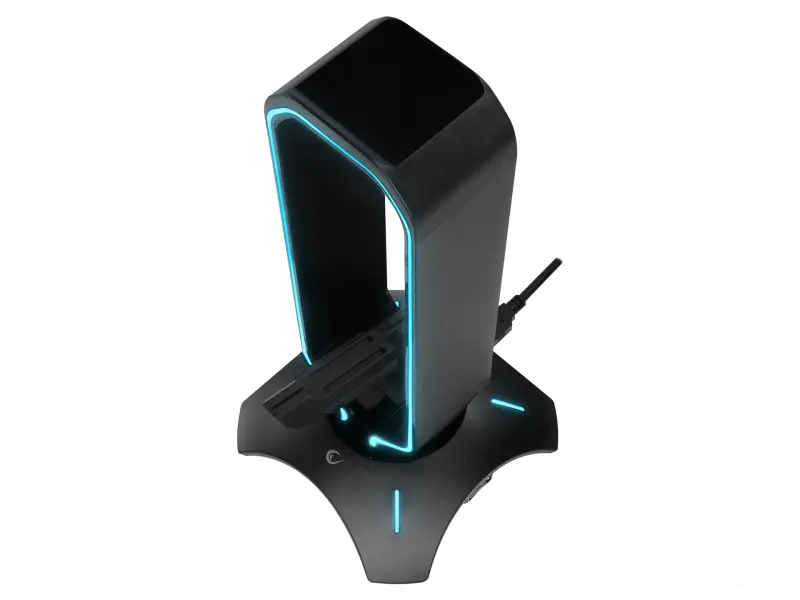 Rampage Drzac za slusalice RM-H66 GUARD Black RGB, 2x USB