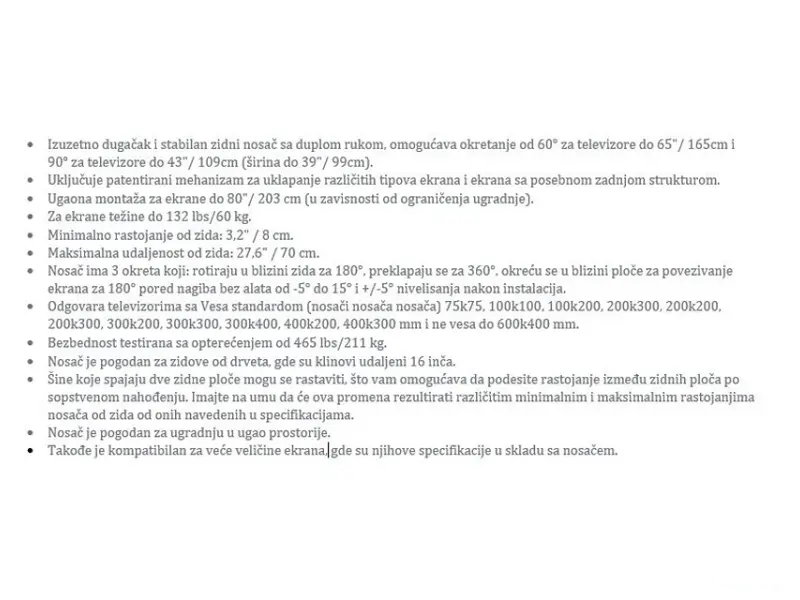 BARKAN BM464L LCD TV zglobni zidni nosač od 13 do 90 inča za ravne i zakrivljene televizore 