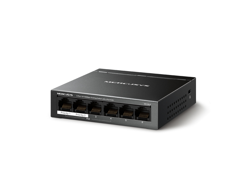 MERCUSYS MS106LP(UN) 6-Port 10/100Mbps Desktop Switch with 4-Port PoE+