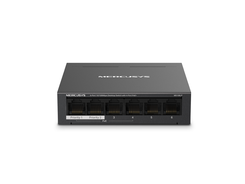 MERCUSYS MS106LP(UN) 6-Port 10/100Mbps Desktop Switch with 4-Port PoE+