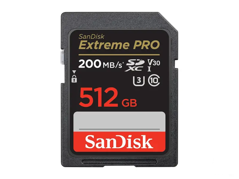 SanDisk Extreme PRO 512GB SDXC Card, up to Read/Write(MB/s): 200/140, UHS-I, Class 10, U3, V30