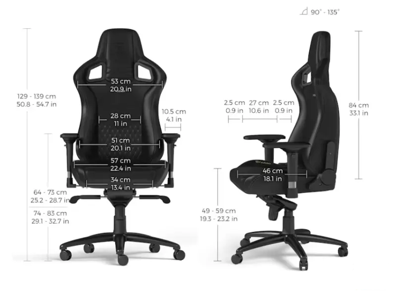 NOBLECHAIRS EPIC Real Leather Gaming stolica crna 