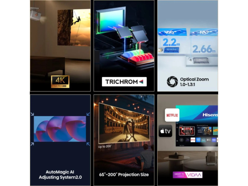 HISENSE M2SE PRO smart Laser 4K PRO-UHD 1.150 ANSI lumena 1000:1 WiFi VIDAA U9 projektor