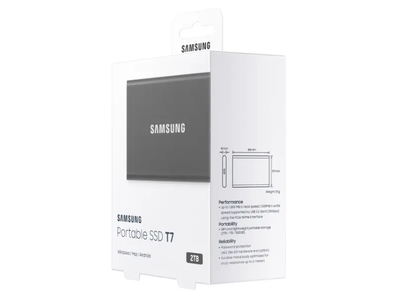 SAMSUNG Portable T7 2TB sivi eksterni SSD MU-PC2T0T 