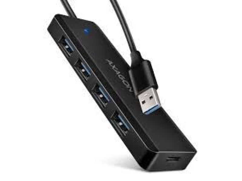 USB HUB 4 x USB 3.2 Gen1, USB-AM, 19cm, USB-C power IN, Axagon HUE-C1A