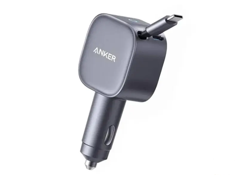 ANKER Nano 75W, sa ugrađenim USB-C kablom na izvlačenje i USB-C portom, auto punjač 