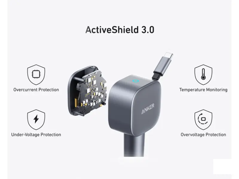ANKER Nano 75W, sa ugrađenim USB-C kablom na izvlačenje i USB-C portom, auto punjač 