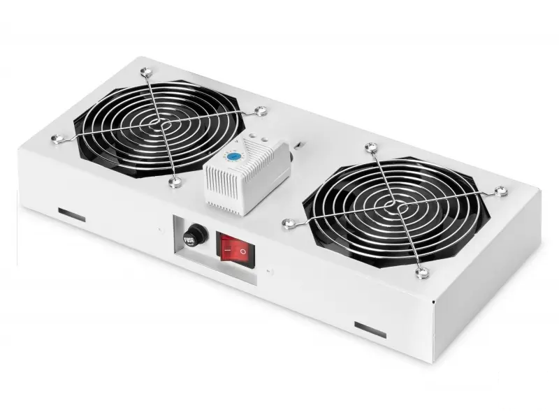 Digitus Roof VENTILATOR unit, wall mounting cabinets 2 fans, thermostat, switch, grey (RAL 7035)