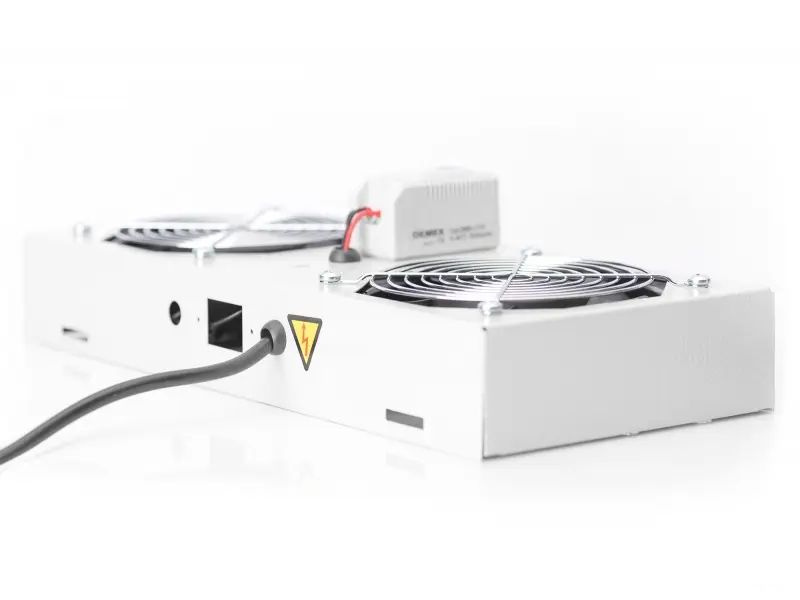 Digitus Roof VENTILATOR unit, wall mounting cabinets 2 fans, thermostat, switch, grey (RAL 7035)