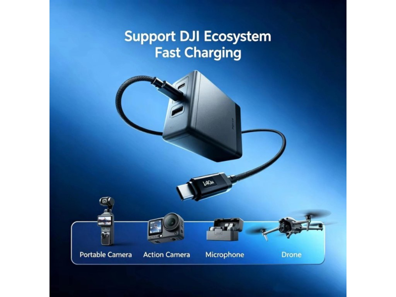 DJI Power 140W GaN Charging Combo (EU), 2* USB-C PD 3.1 ports, USB-A Port