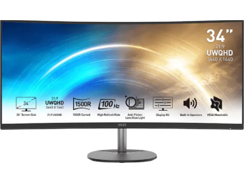 MSI PRO MP341CQ E12 zakrivljeni monitor 34″