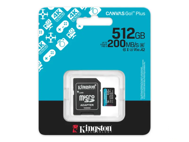 KINGSTON 512GB SDXC Canvas Go Plus Gen4 200MB/s C10 UHS-I U3 V30 SDG4/512GB 