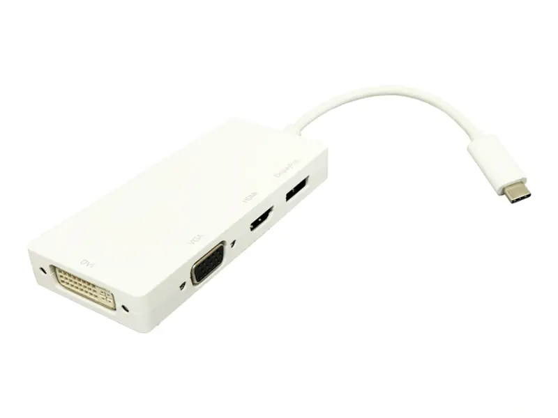 E-GREEN Adapter USB 3.1 tip C (M) - Display Port + HDMI + VGA + DVI (F) beli 