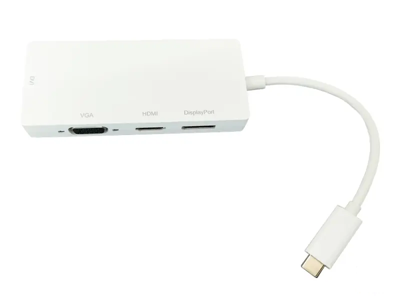 E-GREEN Adapter USB 3.1 tip C (M) - Display Port + HDMI + VGA + DVI (F) beli 