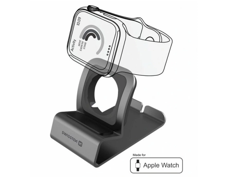 Swissten Aluminium stand for Apple watch, grey