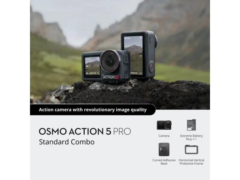 DJI Osmo Action 5 Pro Standard Combo, 4K/60fps, 40 MP, f/2.8 , Dual OLED TS, 47GB Built-in Storage