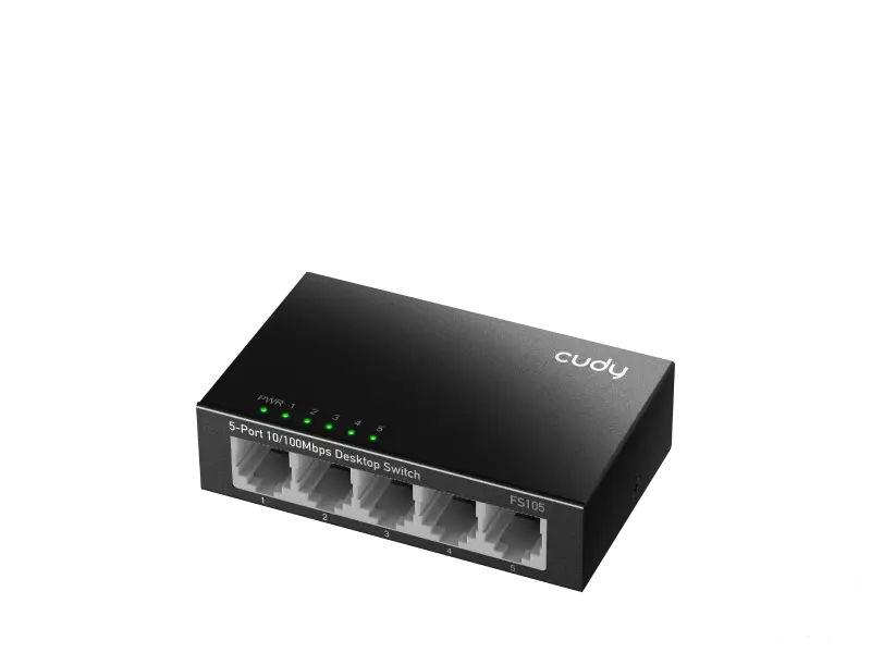 CUDY Switch FS105, 5x 10/100Mbps RJ45 ports, unmanaged, plug-and-play, metal housing