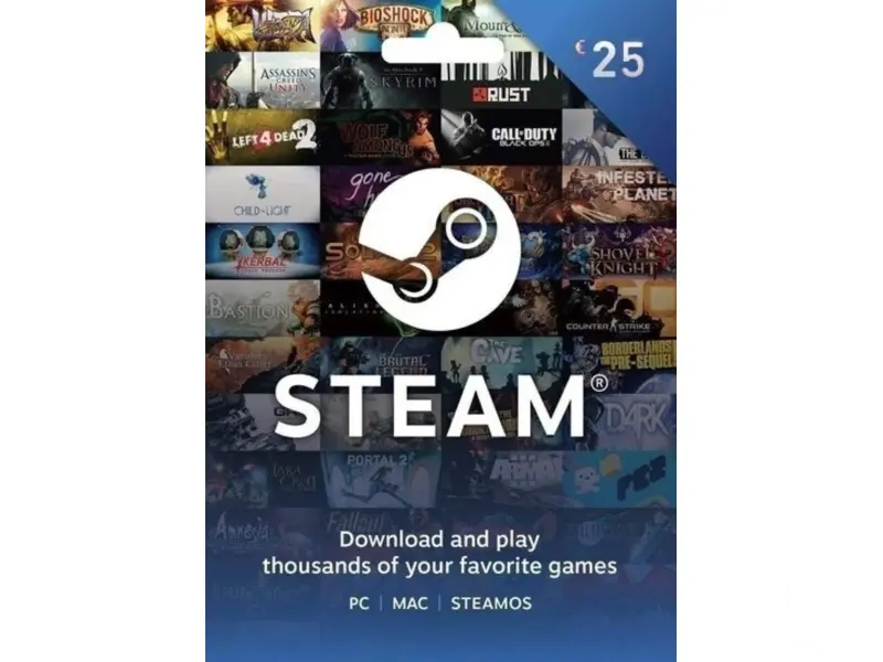 Steam Gift Card 25 EUR - Steam Key - Europe