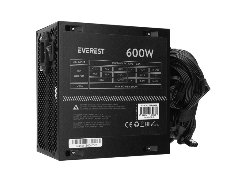 Everest Napajanje EPS-600A PEAK600W 12cm fen, 4SATA Active