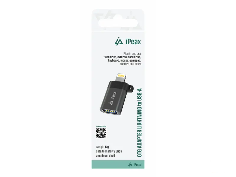 iPEAX OTG Adapter Lightning (M) / USB-A (F) Black