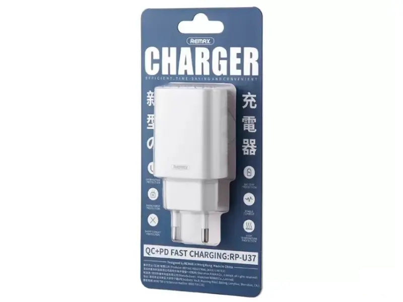 REMAX RP-U37 QC 3.0 + PD 18W  iPhone punjač beli 