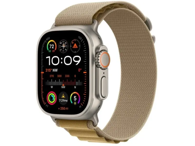 APPLE Watch Ultra2 v2 Cellular 49mm Natural Titanium Case with Tan Alpine Loop - Small (mx4e3se/a) 