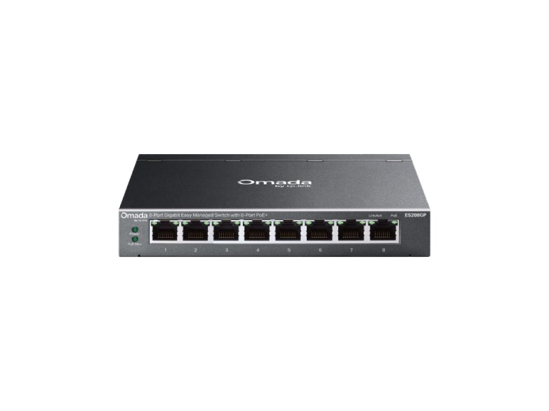 TP-LINK ES208GP Omada 8-Port Gigabit Easy Managed Switch with 8-Port PoE+, 64W Power Budget