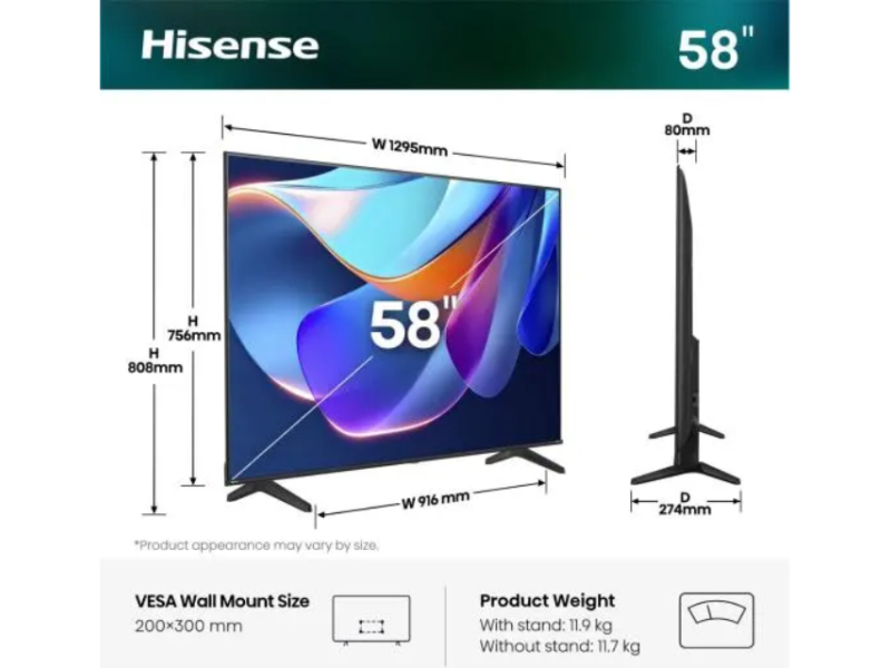 HISENSE 58 inča 58A6S 4K UHD LED Smart TV