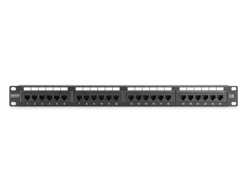Digitus Patch panel puni, unshielded 24-port, 1U, rack mount, crni