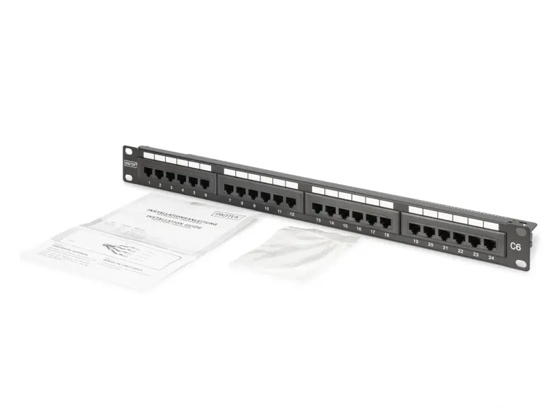 Digitus Patch panel puni, unshielded 24-port, 1U, rack mount, crni