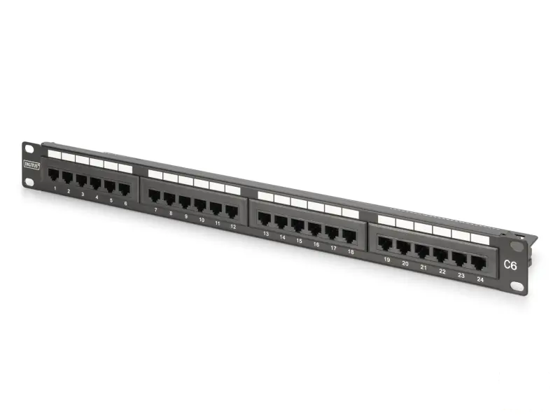 Digitus Patch panel puni, unshielded 24-port, 1U, rack mount, crni