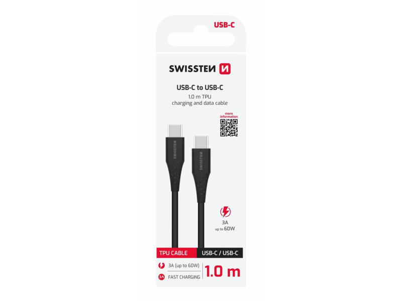 Swissten CHARGING CABLE USB-C / USB-C 1,0 M BLACK