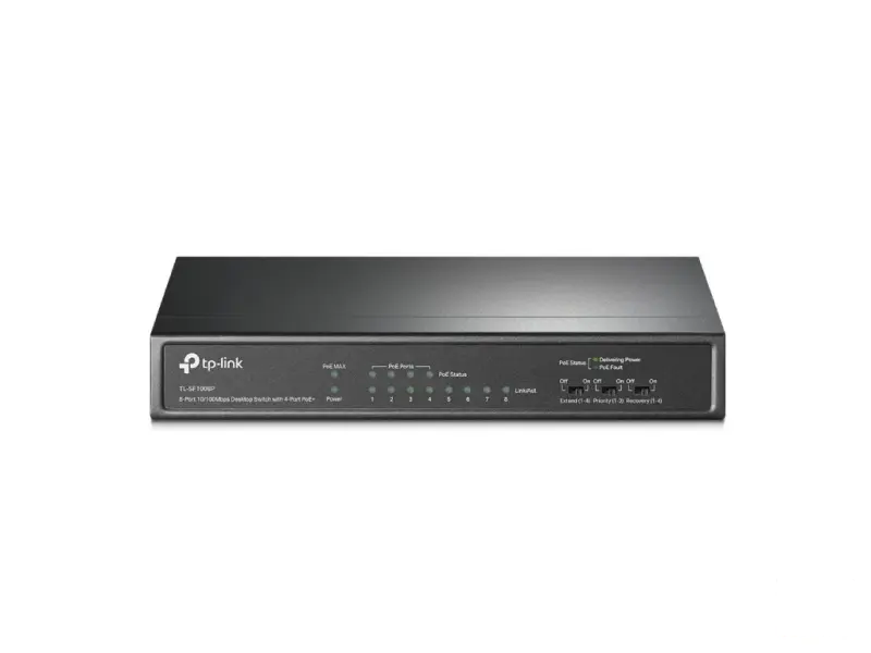 TP-LINK TL-SF1008P 8-Port 10/100Mbps Desktop Switch with 4-Port PoE+, 66 W