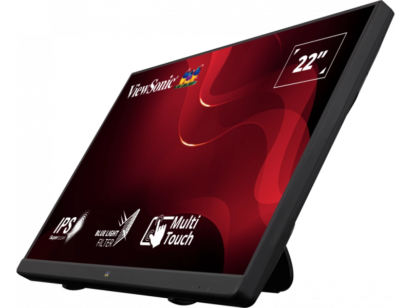 ViewSonic Monitor 22" TD2230, 1920×1080 (FHD), IPS panel, 60Hz, 14 ms, 1000:1, 250 cd/m², touch ekran, HDMI + VGA + DisplayPort, audio out da, zvučnici da, hub ne, VESA 100×100 mm, boja crna